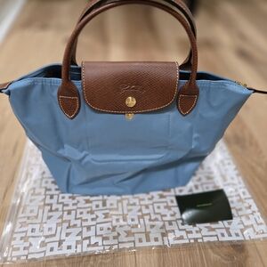 Longchamp Blue and Brown Tote Bag
